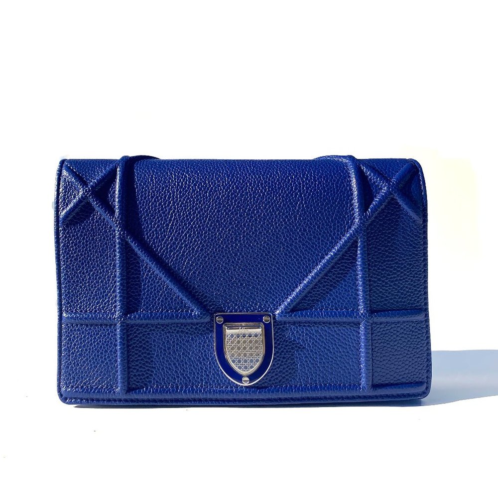 Dior Diorama Calfskin Blue Clutch - new